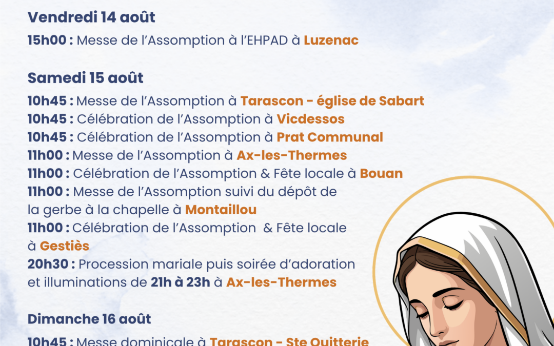 Fête de l&rsquo;Assomption dans la Paroisse Notre-Dame du Sabarthès