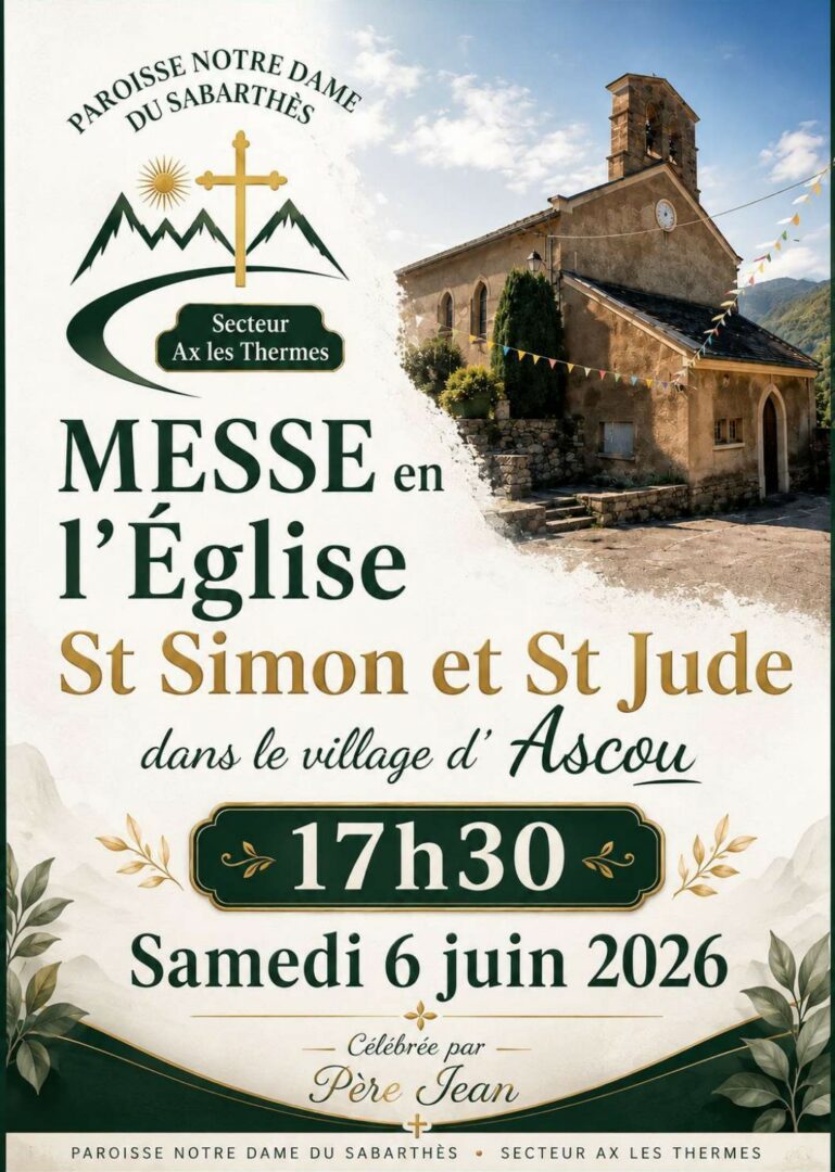 Affiche messe à Ascou juin 2026